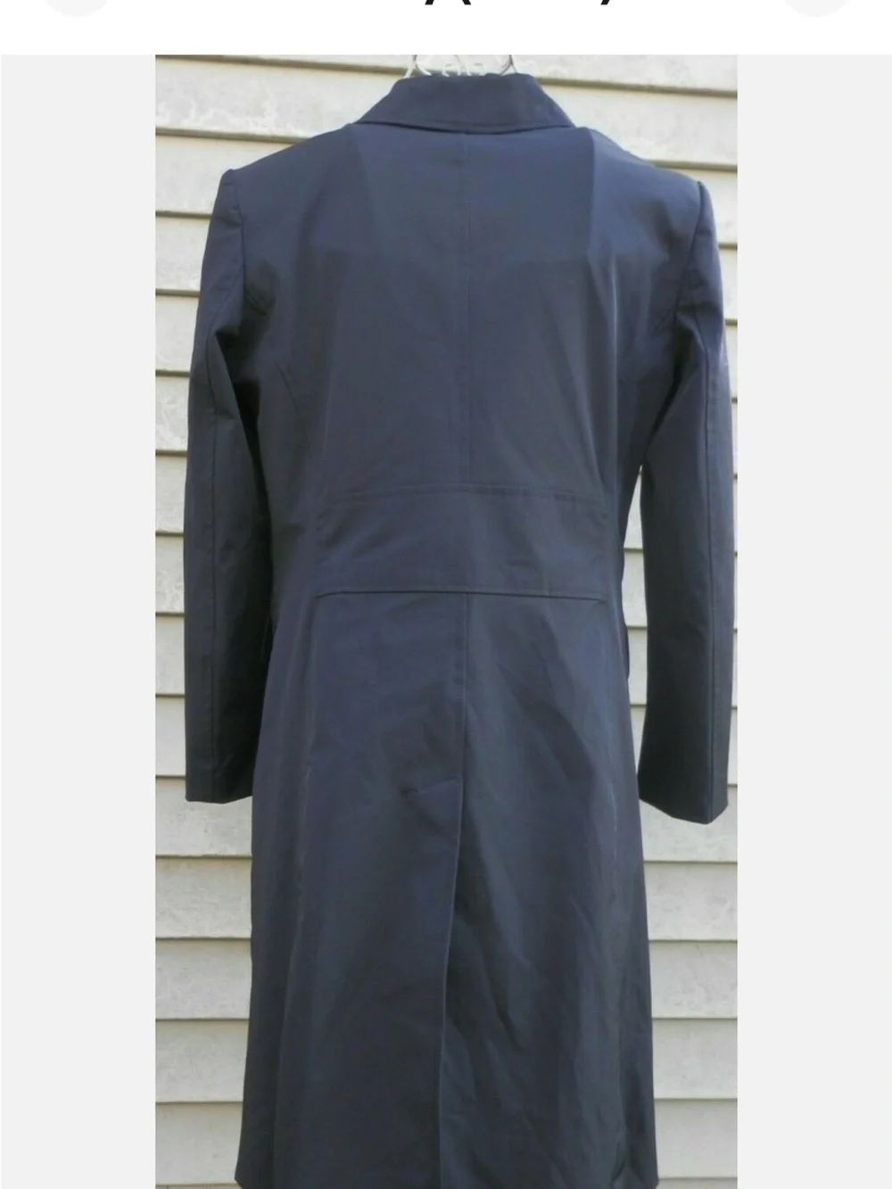 Ann Taylor Navy Single-Breasted Long Trench Coat
